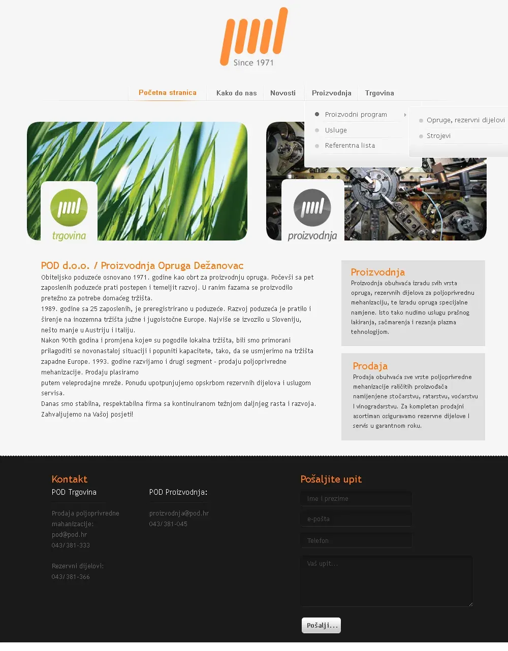 POD – web stranica proizvođača opruga — prikaz 3